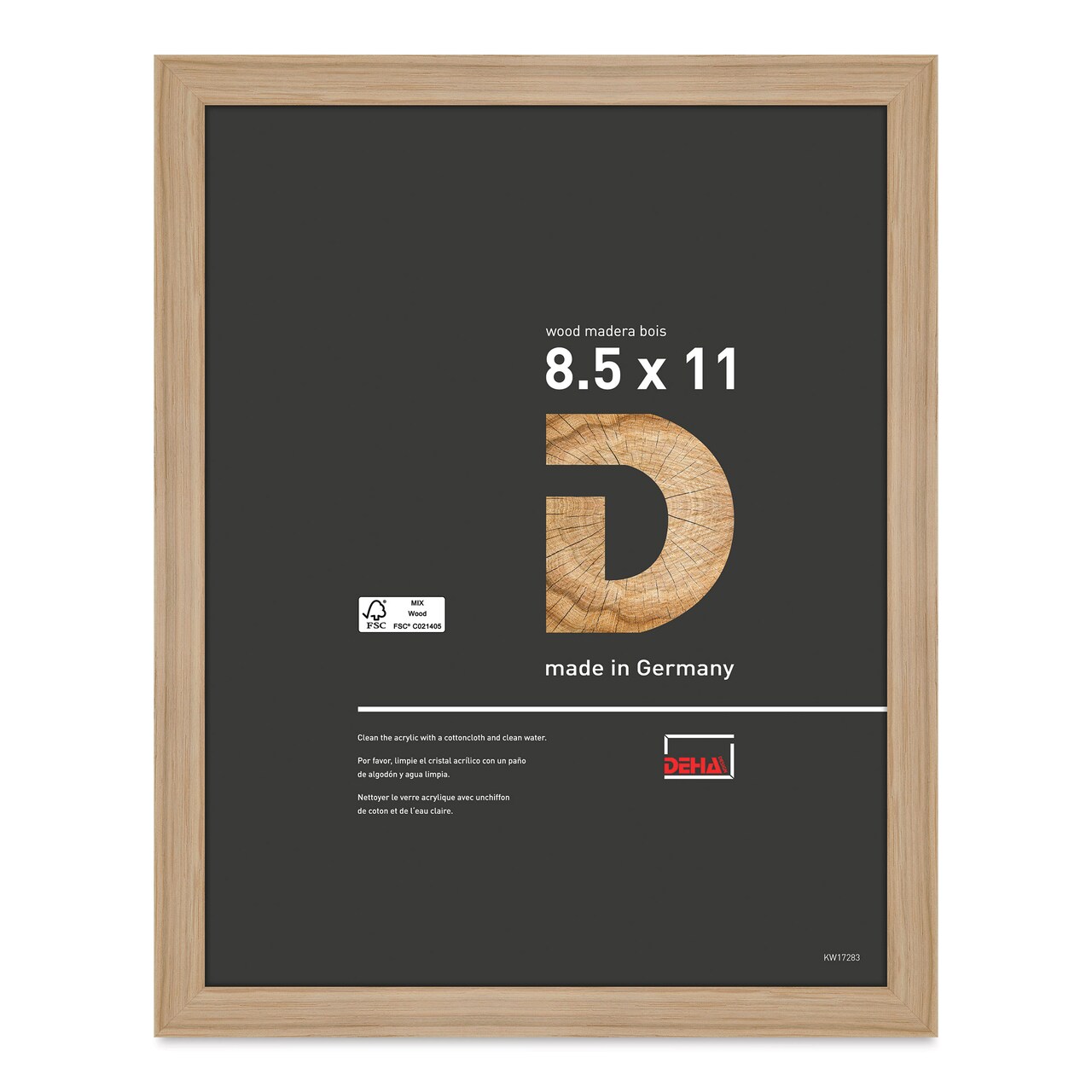 Deha Design Fontana Wood Frame - with Easel Back, Natural Oak, 8-1/2" x 11"